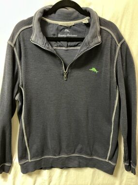 Tommy Bahama Navy Quarter-Zip Pullover with Green Marlin Logo